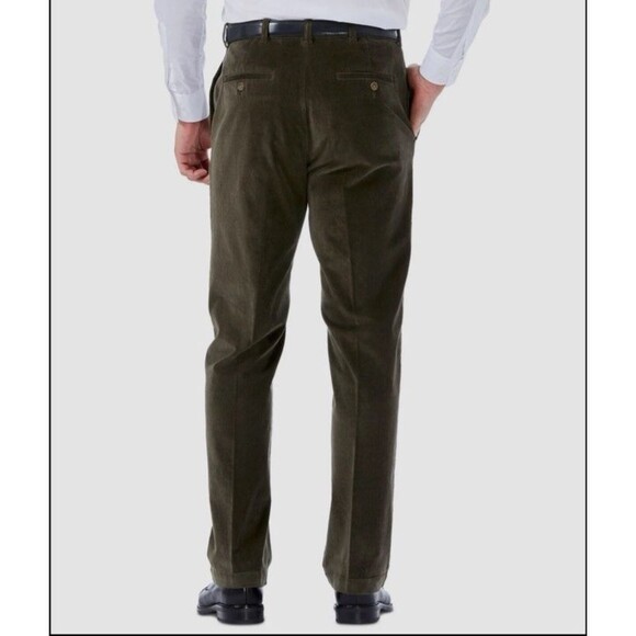 Haggar Men's Straight Fit Stretch Green Corduroy Chino Pants 40 x 32 Adj waist - Picture 10 of 16